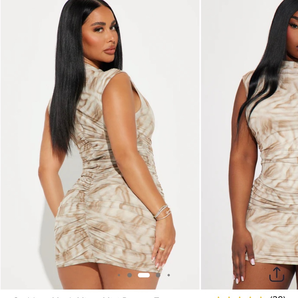 Fashion Nova Beige Patterned Mini Dress - Picture 3 of 4